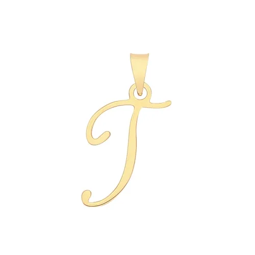 9ct Yellow Gold Script Initial Pendant 19 X 10mm + 5.5mm Bale T